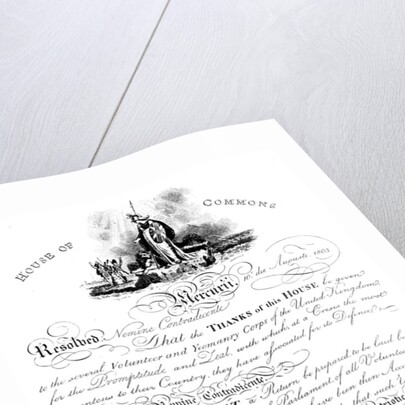 House of Commons resolution conveying thanks to the Volunteer Yeomanry Corps by Anonymous