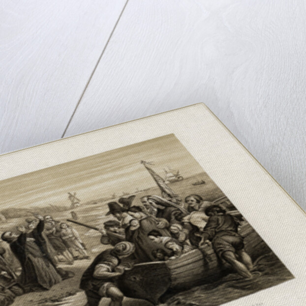 Departure of the Pilgrim Fathers from Delft Haven, July 1620 by T Bauer