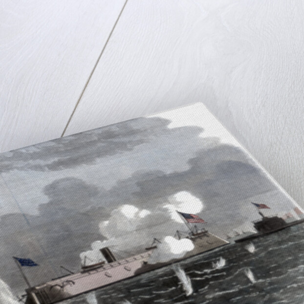 The iron-clad frigate, new ironsides, and two Ericsson batteries going into action at Charleston by Anonymous