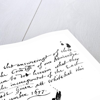 Autograph note of Oliver Cromwell to a petition of the East India Company by Anonymous