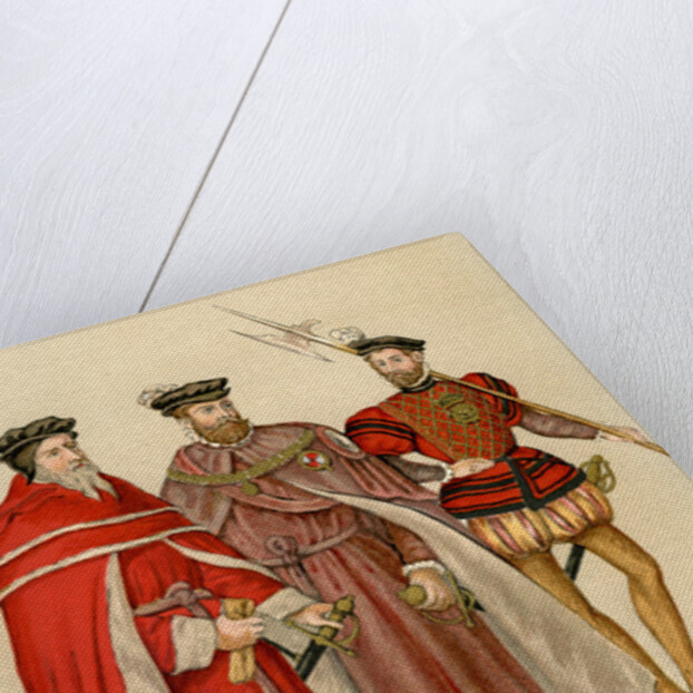 Two peers in their robes, and a halberdier by Anonymous