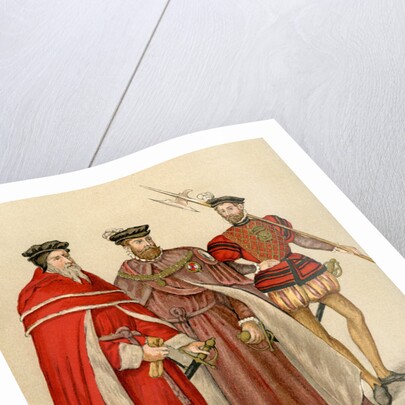 Two peers in their robes, and a halberdier by Anonymous