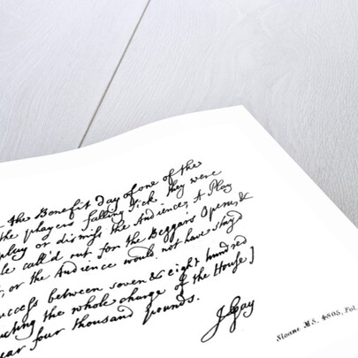 Part of a letter from John Gay to Dean Swift by John Gay