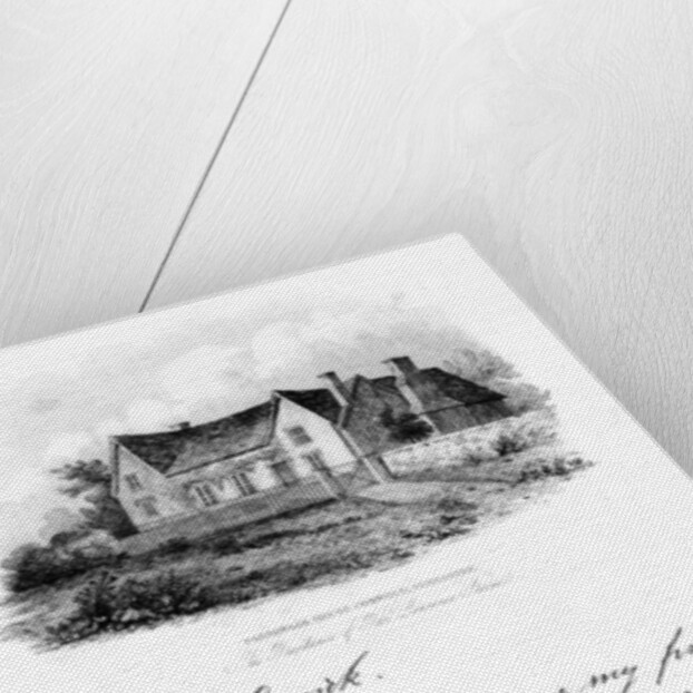 A note from Sterne to Garrick, and a view of Sterne's house in Yorkshire by Anonymous