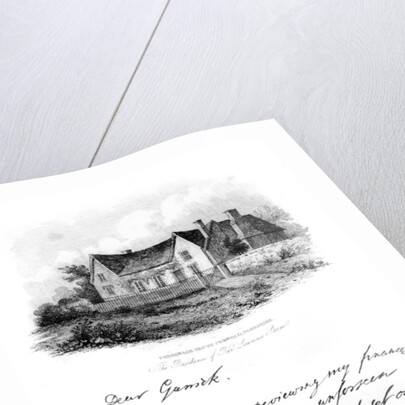 A note from Sterne to Garrick, and a view of Sterne's house in Yorkshire by Anonymous
