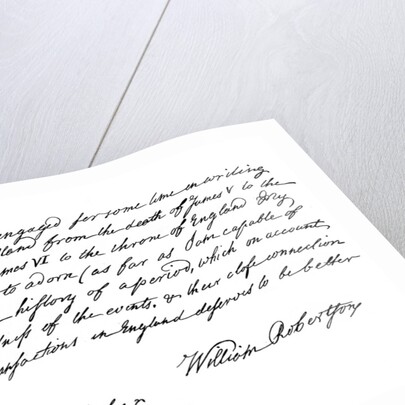 Part of a letter from Dr William Robertson concerning his History of Scotland by William Robertson