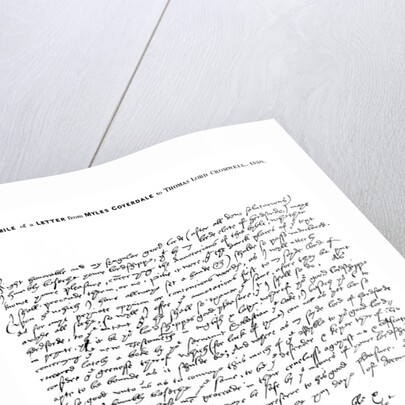 A letter from Miles Coverdale, Bishop of Exeter, to Thomas Lord Cromwell by Miles Coverdale