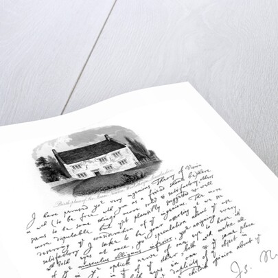 A letter from Isaac Newton, and a view of his birthplace at Woolsthorpe, Lincolnshire by Isaac Newton
