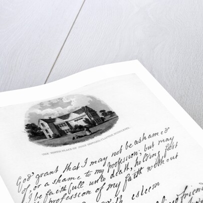 A letter by John Howard, and a view of his residence at Cardington by John Howard