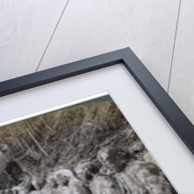 Peasant praying before a row of statues of the God of Light, Daiya river, Nikko, Japan by Underwood & Underwood