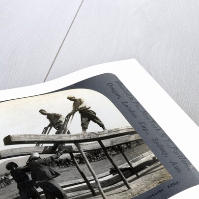 Chinese men sawing timber for the Japanese army, Manchuria, Russo-Japanese war by Keystone View Company
