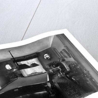 Edwardian room with snooker table by Anonymous