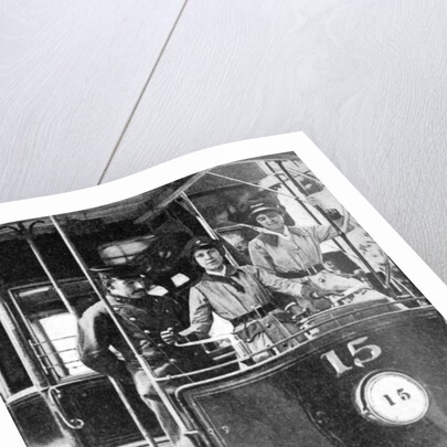 Women learning to drive a tram by Anonymous