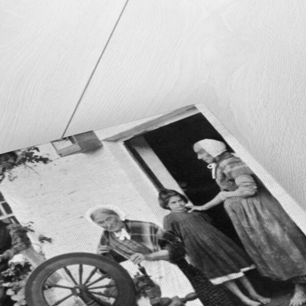 Spinning wool yarn, Cliffony, Sligo by R Welch