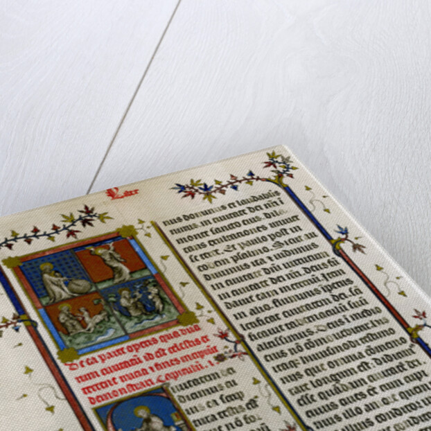 Text page with biblical scenes by Anonymous