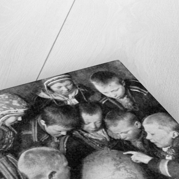 Lapp children looking at a globe by Anonymous