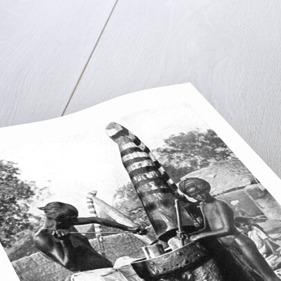 Sesame mill painted in honour of a Hindu goddess, India by Ewing Galloway