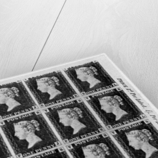 Block of twenty 'Penny Black' stamps by Anonymous