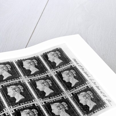 Block of twenty 'Penny Black' stamps by Anonymous