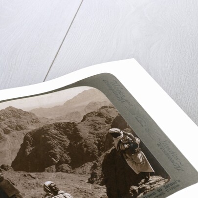 Mount of Moses, where the law was given to Israel's leader, the Sinai wilderness by Underwood & Underwood