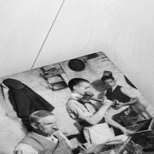 Gold-beating in a London workshop by Anonymous