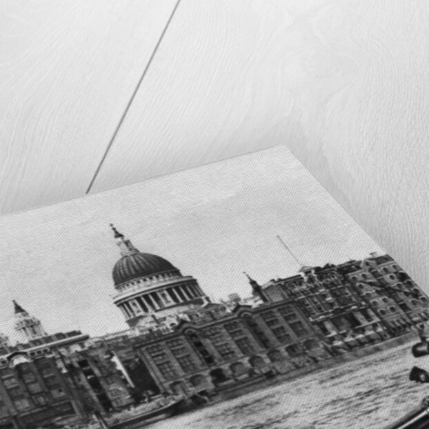 Thames waterman and his boat on the 'beach' at Bankside, London by McLeish