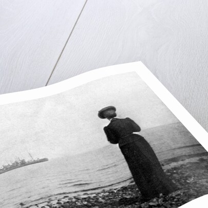 The Empress Maria Feodorovna looking at a Danish naval vessel off Hvidovre, Denmark by Queen Alexandra