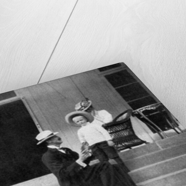 King Haakon VII of Norway, his son Olav and Princess Victoria at Bygdøy, Norway by Queen Alexandra