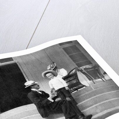 King Haakon VII of Norway, his son Olav and Princess Victoria at Bygdøy, Norway by Queen Alexandra