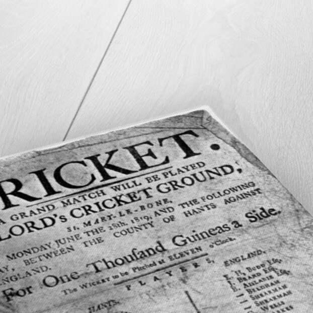 Flyer advertising a cricket match between Hampshire and England, 1819 ( by Anonymous