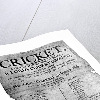 Flyer advertising a cricket match between Hampshire and England, 1819 ( by Anonymous