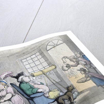 A portly gentleman looking through a telescope by Anonymous