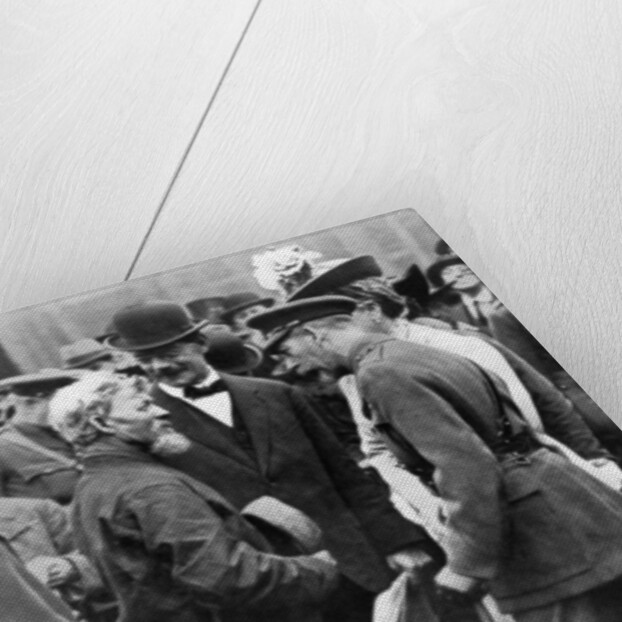 King George V and Queen Mary with a shipwright, Birkenhead, First World War by Anonymous