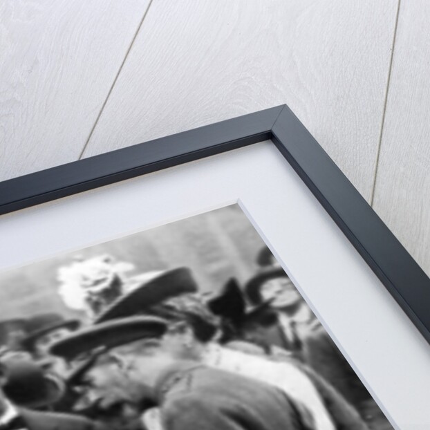King George V and Queen Mary with a shipwright, Birkenhead, First World War by Anonymous