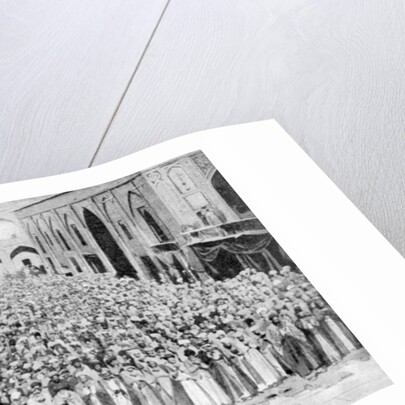 A congregation faces the holy Kaaba in Mecca's mosque, Saudi Arabia by Anonymous