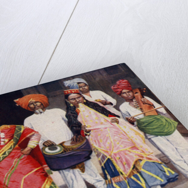 Nautch dancing girls with accompanying musicians, India by SR Norton