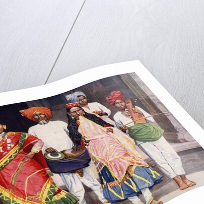 Nautch dancing girls with accompanying musicians, India by SR Norton