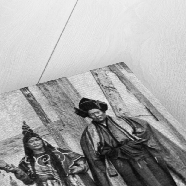 Lamist priests of Sikkim wearing robes, Talung monastery, India by John Claude White
