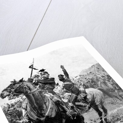 Uhlans checked by barbed wire near Liege, Belgium, First World War by Anonymous