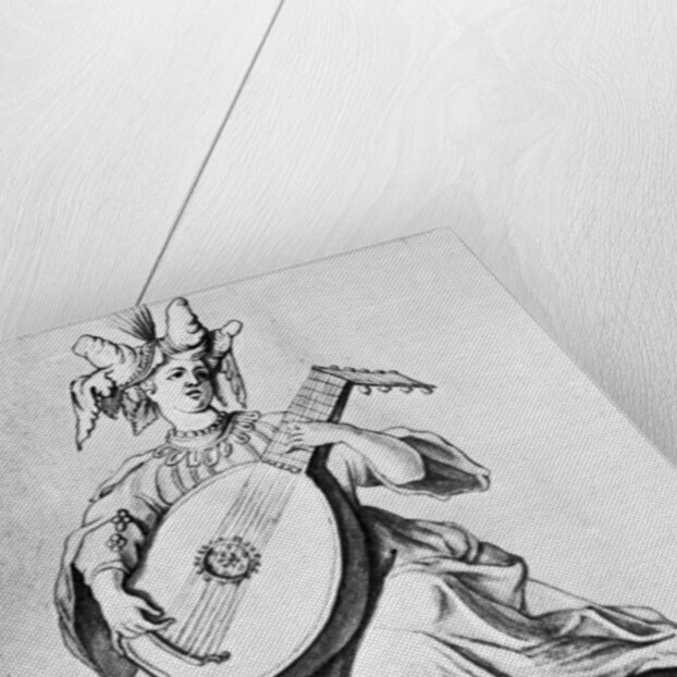 A woman playing a stringed instrument by Anonymous