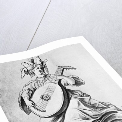 A woman playing a stringed instrument by Anonymous