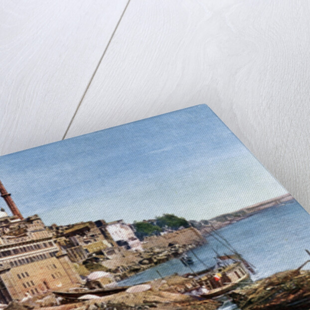 The river Ganges and the Burning Ghats at Benares (Varanasi), India by Anonymous