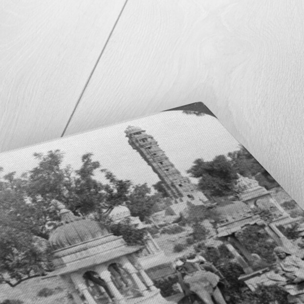 Tower of Victory amd royal cenotaphs, Chittaurgarh, India by Underwood & Underwood