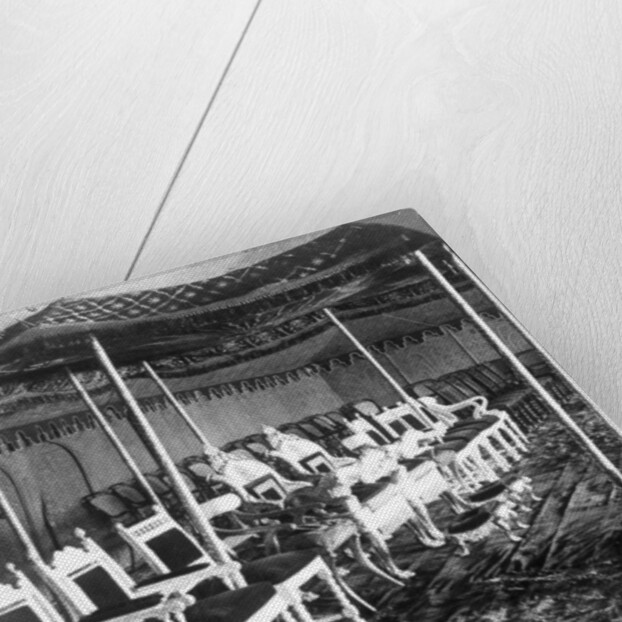 The golden canopy in the Durbar tent of the Maharaja of Kashmir, Delhi, India by Underwood & Underwood