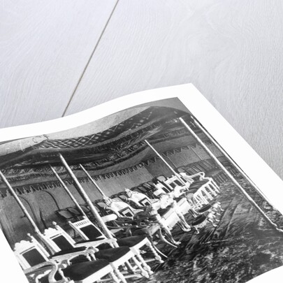 The golden canopy in the Durbar tent of the Maharaja of Kashmir, Delhi, India by Underwood & Underwood