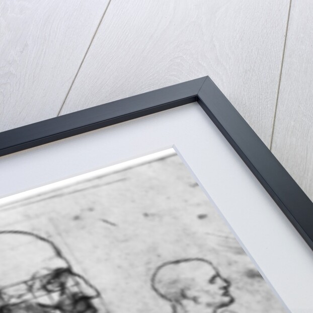 Profile of a man's head and studies of two riders by Leonardo Da Vinci