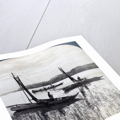 Fishing boats coming home at sunset, near Yokohama, Japan by Underwood & Underwood