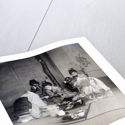 Geishas at dinner, Tokyo, Japan by Underwood & Underwood