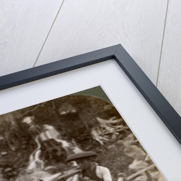 Japanese woman in a yamakago (mountain chair) crossing the torrential Daiya river near Nikko, Japan by Underwood & Underwood