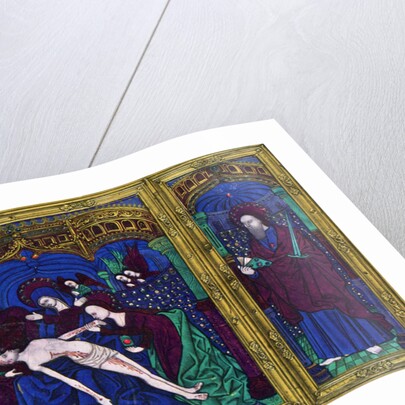Triptych, champlevé enamel on copper by Anonymous